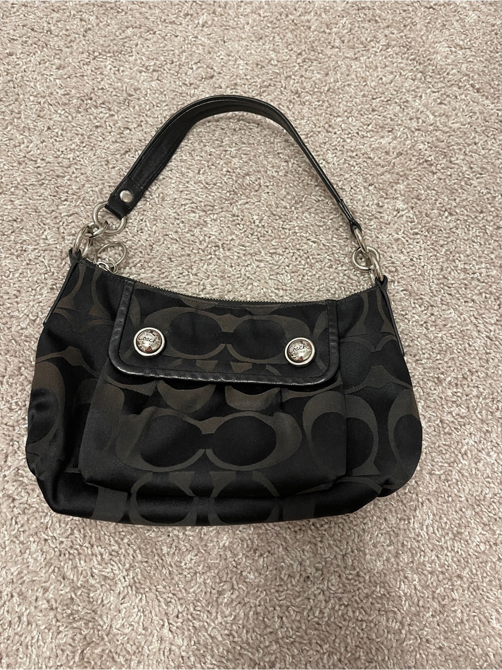 Vintage Coach Poppy Black Signature Jacquard Shoulder Bag